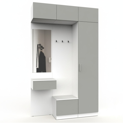 Набор мебели для прихожей "Марсель-205" МР 01-205 В2490 Ш1500 Г420 (ЛДСП Шиншилла серая)